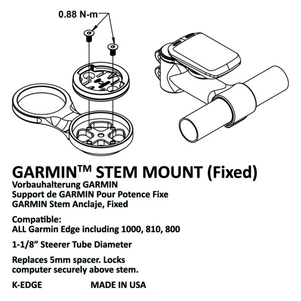 K-Edge, Steerer tube mount fixed bracket, Black - Image 2