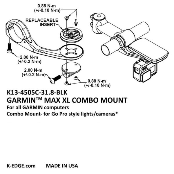 K-Edge, Garmin Max XL Combo, Computer Bike Mount, Black, 31.8mm - Image 2